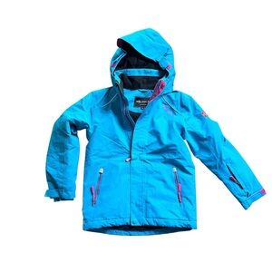 Trollkids Holmenkollen Pro Snow Jacket Turquoise‎ with Pink Accents Size 9-10